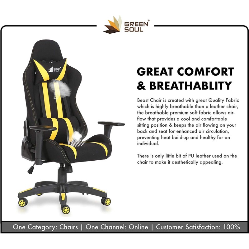 Green Soul GS-600 Beast Series Gaming Chair (Black & Yellow)